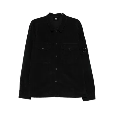 C.p. Company C.p.company Corduroy Buttoned Utility Overshirt In Black