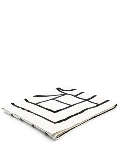 Totême Graphic Monogram Beach Towel With Soft Texture In White