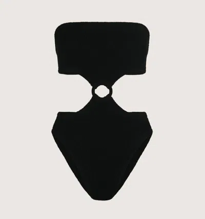 Hunza G Jerry Swim Strapless High-cut Ring Detail In Black
