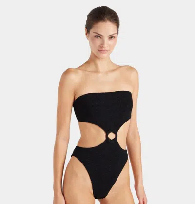 Hunza G Jerry Swim Strapless High-cut Ring Detail In Black