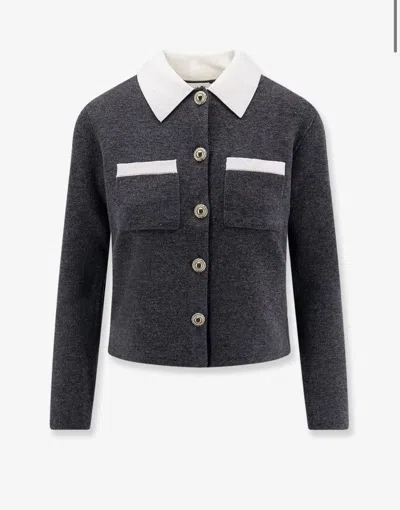 Self-portrait Self Portrait Women Wool Blend Cardigan With Contrasting Collar In Black