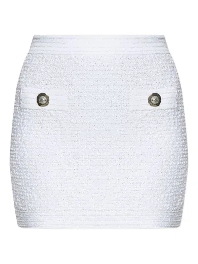Balmain Cotton Blend Miniskirt Gold-tone Buttons