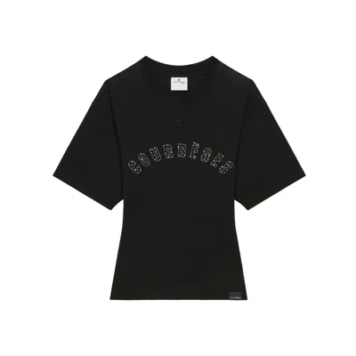 Courrèges Waisted Printed T-shirt In Black