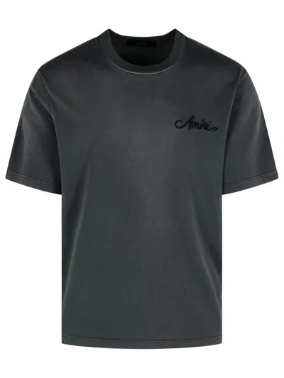 Amiri Men Cotton T-shirt With Embroidery In Black