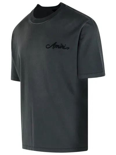 Amiri Men Cotton T-shirt With Embroidery In Black