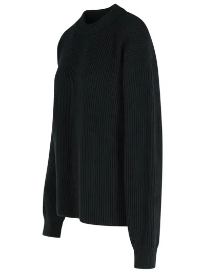 Jil Sander Wool Crew Neck Sweater With Asymmetric Detail In Black