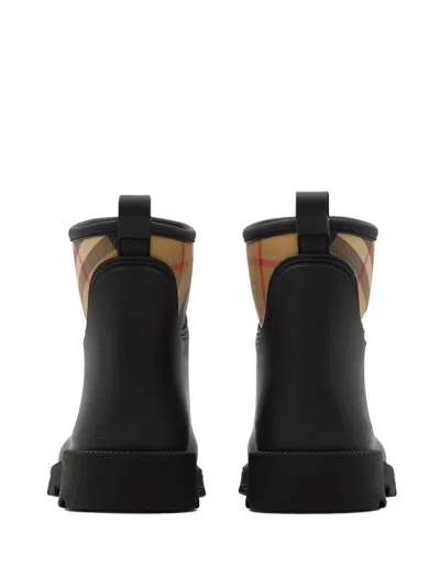 Burberry Patterned Check Pull Tabs Rubber Sole Boots