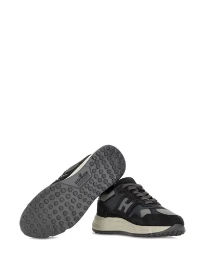 Hogan Suede And Smooth Leather Hyperlight Sneakers With Technical Fabric Inserts In Black