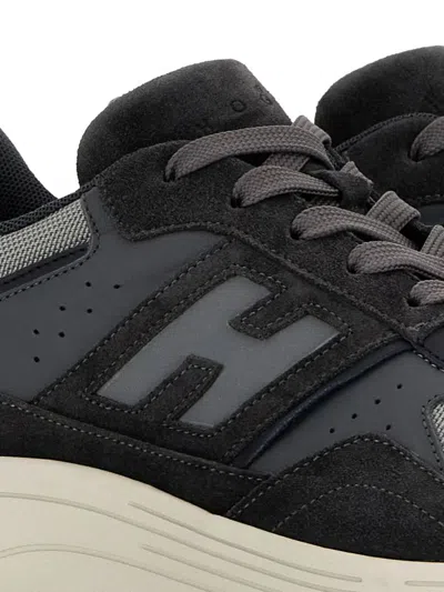 Hogan Suede And Smooth Leather Hyperlight Sneakers With Technical Fabric Inserts In Black