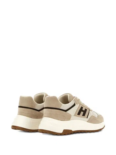 Hogan Suede, Smooth Leather And Mesh Hyperlight Sneakers In Neutral