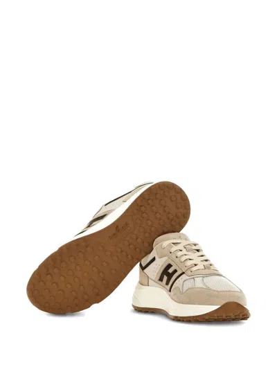 Hogan Suede, Smooth Leather And Mesh Hyperlight Sneakers In Neutral