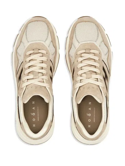 Hogan Suede, Smooth Leather And Mesh Hyperlight Sneakers In Neutral