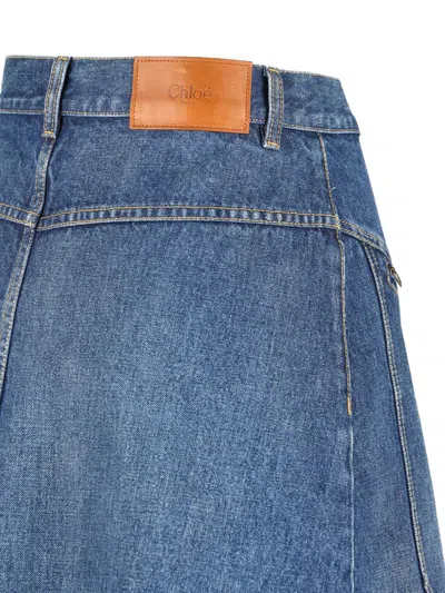 Chloé A-line Silhouette Midi Length Skirt In Blue