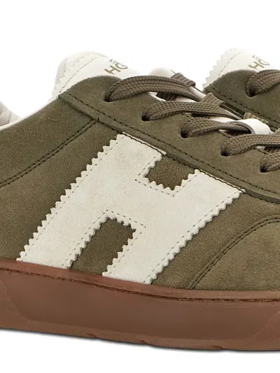 Hogan Round Toe Suede Low Top Sneakers