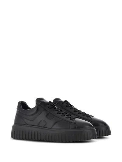Hogan Leather H-stripes Tread Sneakers In Black