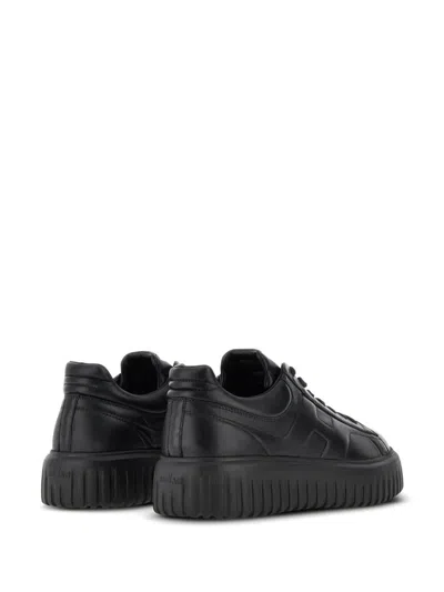 Hogan Leather H-stripes Tread Sneakers In Black
