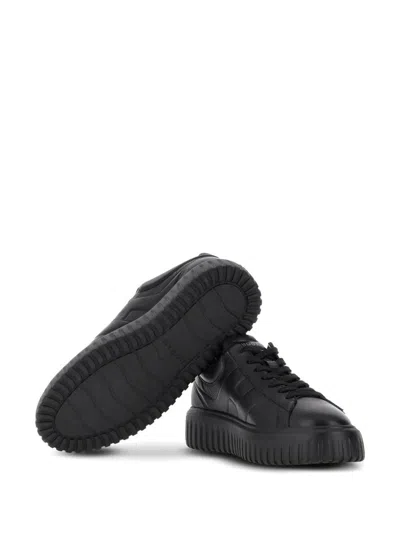 Hogan Leather H-stripes Tread Sneakers In Black