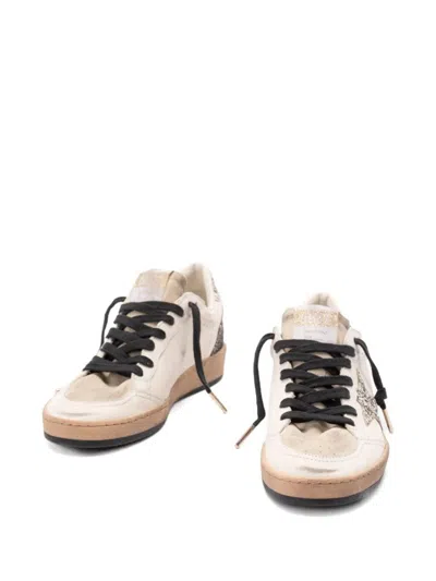 Golden Goose Ball Star Sneakers In Vintage Effect Leather And Suede With Glittered Star And Heel Tab