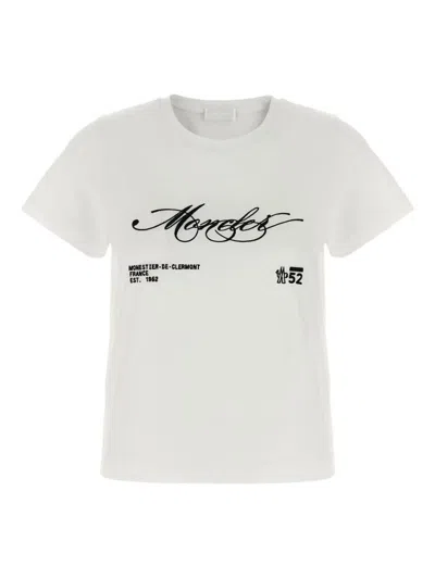 Moncler Embroidered Short Sleeve Crew Neck T-shirt In White