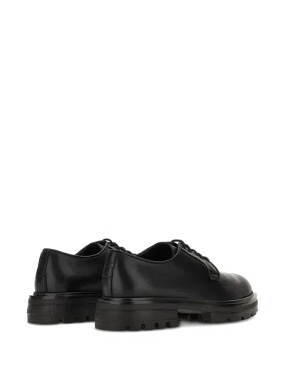 Hogan Chunky Sole Round Toe Derby Shoes In Black