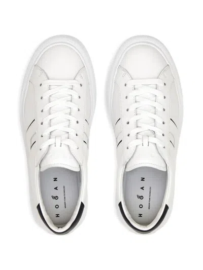 Hogan White Leather Sneakers With Logo Design And Rubber Sole