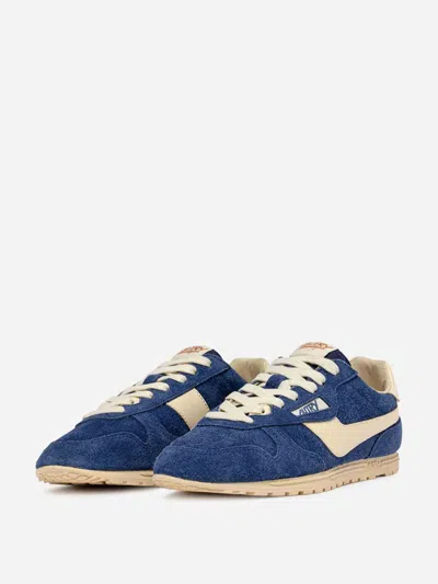 Autry Suede And Leather High Top Sneakers In Blue