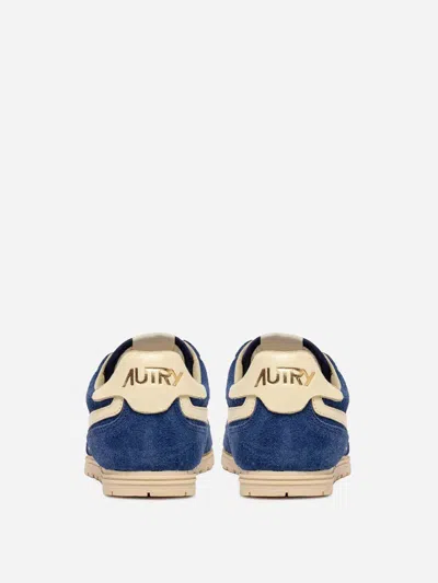 Autry Suede And Leather High Top Sneakers In Blue