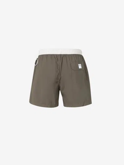 Fedeli Contrast-trim Swim Shorts In Green