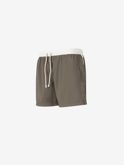 Fedeli Contrast-trim Swim Shorts In Green
