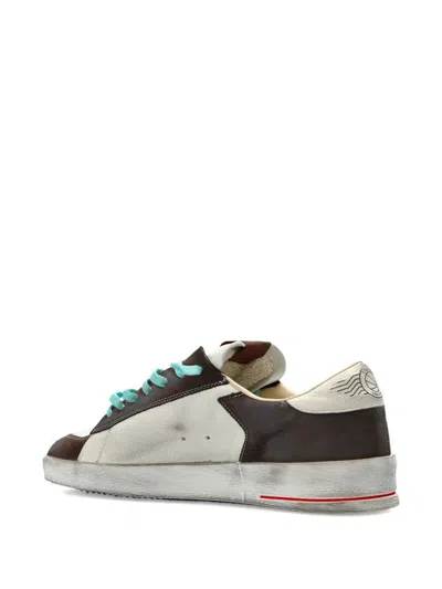 Golden Goose Stardan Two-tone Distressed Finish Leather Sneakers Shoes