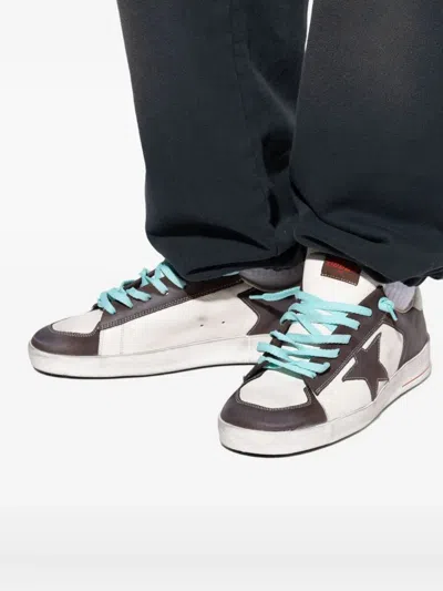 Golden Goose Stardan Two-tone Distressed Finish Leather Sneakers Shoes
