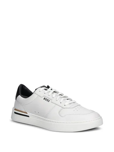 Hugo Boss Leather Trainers With Signature-stripe Details