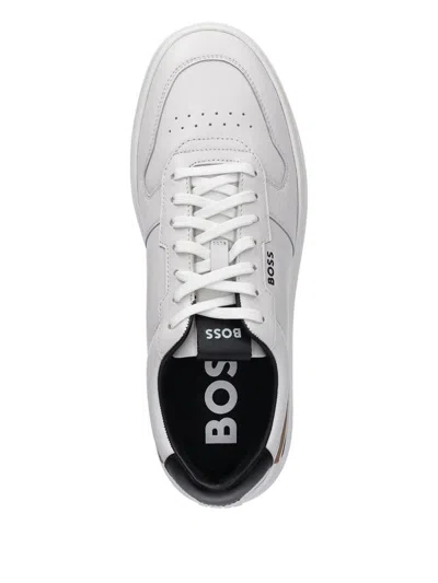 Hugo Boss Leather Trainers With Signature-stripe Details