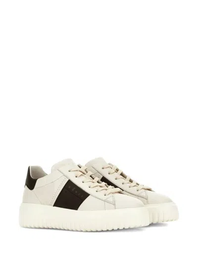 Hogan Sneakers Striped Panel Flat Sole In White