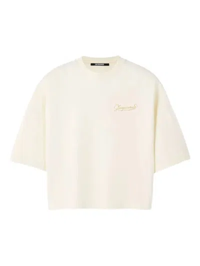 Jacquemus Beige Crewneck Logo T-shirt In Neutral