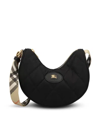 Burberry Curved Quilted Black Handbag With Gold-tone Hardware In Gray