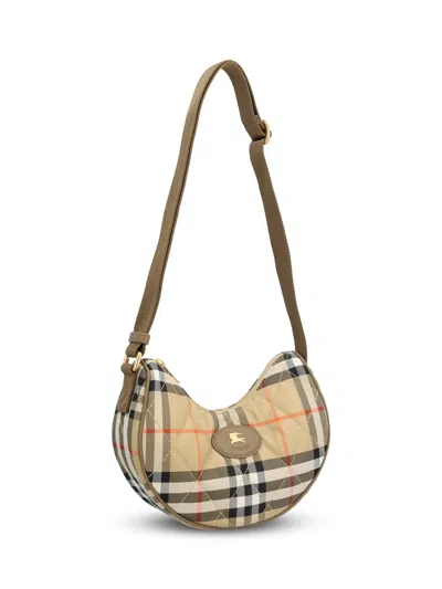 Burberry Horseshoe Check Quilted Canvas Hobo Bag In Nude