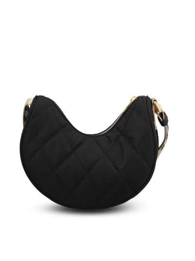 Burberry Curved Quilted Black Handbag With Gold-tone Hardware In Gray
