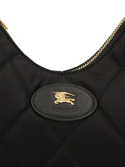 Burberry Curved Quilted Black Handbag With Gold-tone Hardware In Gray