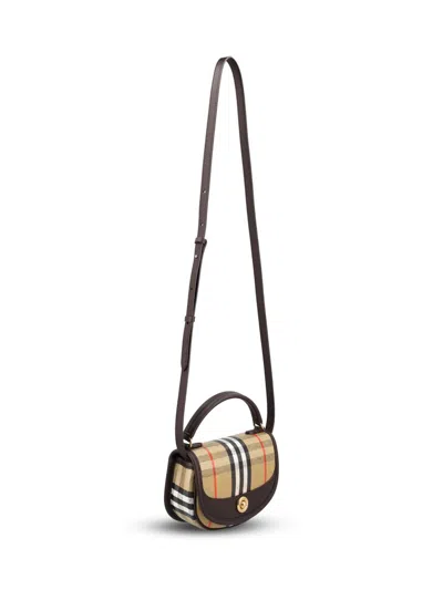 Burberry Womens Sand Mini Highlands Check Coated Cotton-blend Cross-body Bag In Multi
