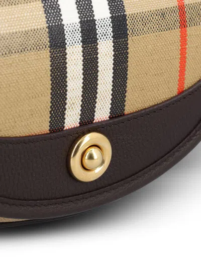 Burberry Womens Sand Mini Highlands Check Coated Cotton-blend Cross-body Bag In Multi