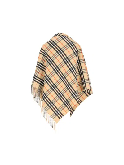 Burberry Check Wool Cashmere Cape In Multi