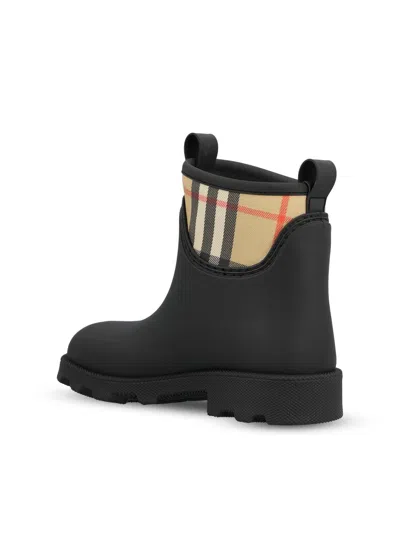 Burberry Patterned Check Pull Tabs Rubber Sole Boots