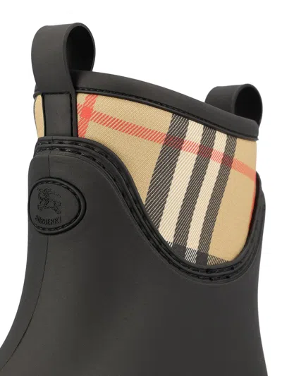 Burberry Patterned Check Pull Tabs Rubber Sole Boots