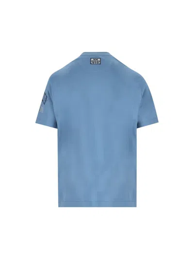 Fendi Stamp Embroidered Crewneck T-shirt In Blue