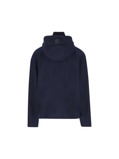 Loewe Hooded Leather-patch Jacket In Blue