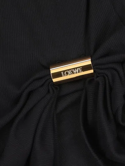 Loewe Asymmetric Draped Cotton-blend Tank Top In Black