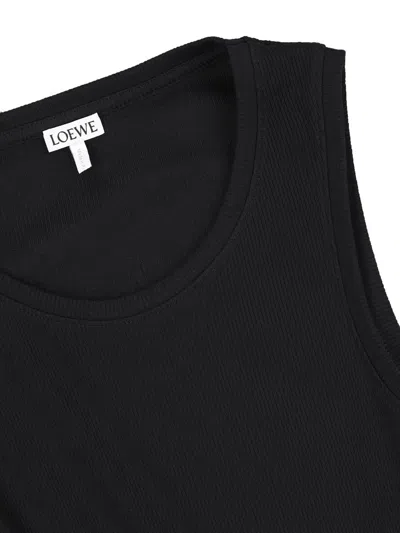 Loewe Asymmetric Draped Cotton-blend Tank Top In Black