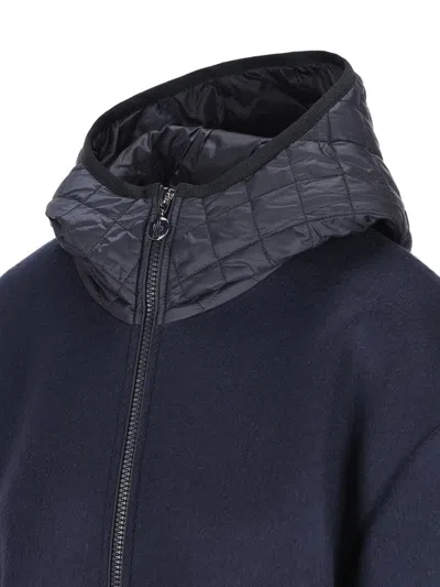 Moncler Women Hooded Wool Cape In Blue