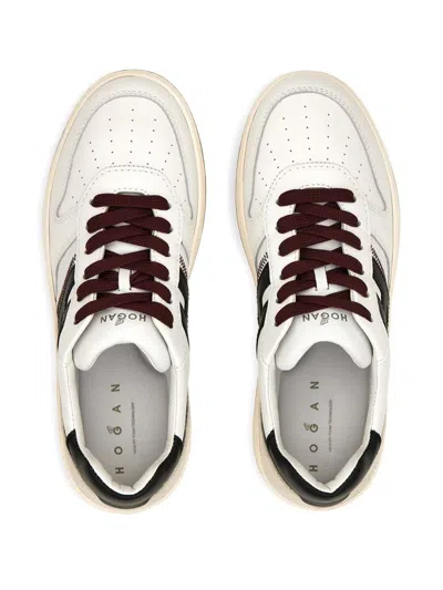 Hogan Leather Sneakers With Contrast Sole And Stitching